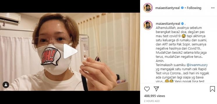 Maia Estianty lakukan rapid test. (Instagram/@maiaestiantyreal)