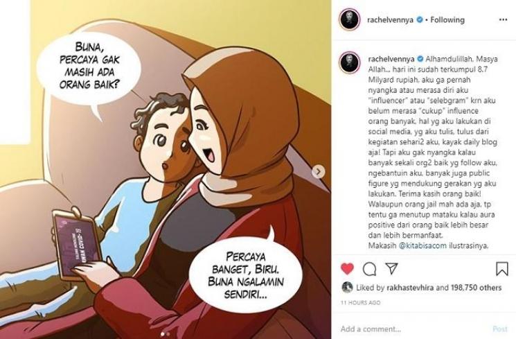 Rachel Vennya berhasil kumpulkan Rp 8,7 M (Instagram @rachelvennya)