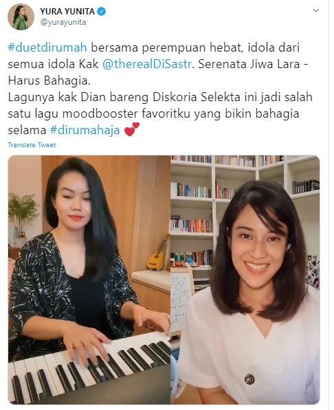 Yura Yunita dan Dian Sastrowardoyo. (Twitter/YuraYunita)