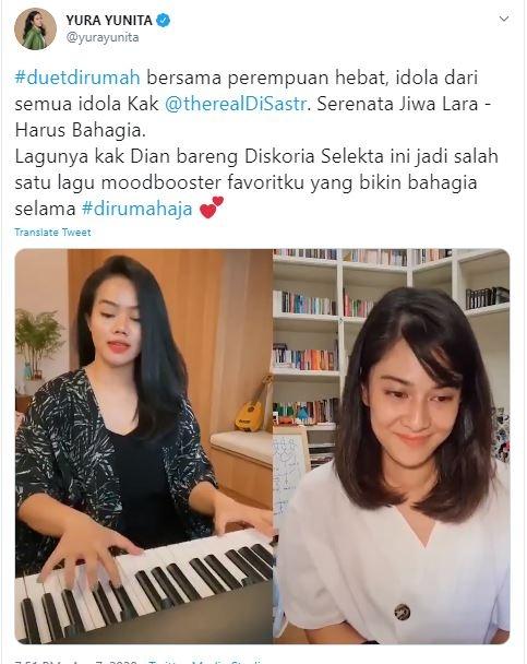 Yura Yunita dan Dian Sastrowardoyo. (Twitter/YuraYunita)