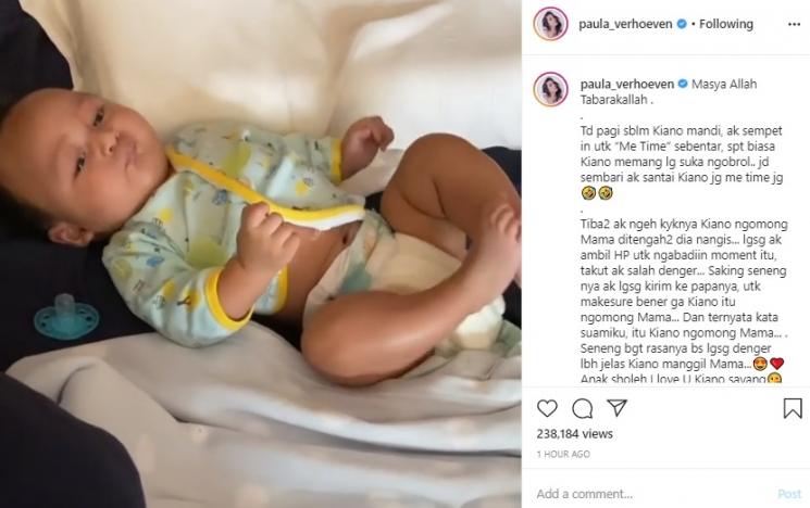 Kiano Tiger Wong manggil mama untuk pertama kali. (Instagram/@paula_verhoeven)