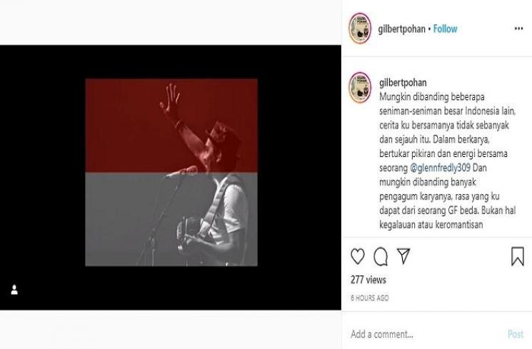 Gilbert Pohan mengenang sosok Glenn Fredly (Instagram @gilbertpohan)