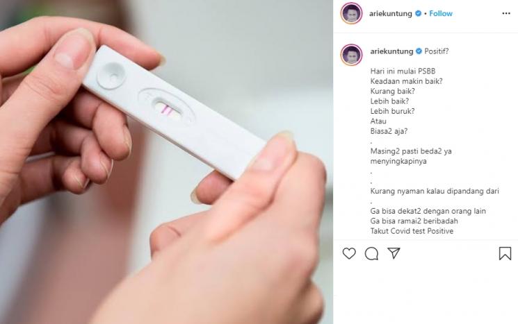 Arie Untung unggah testpack (Instagram/@ariekuntung)