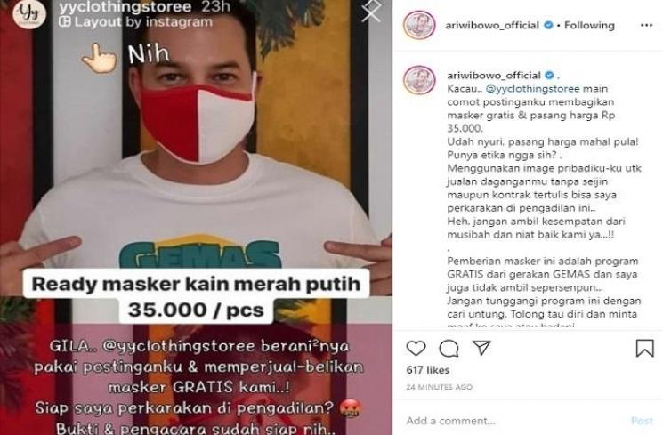 Potret Ari Wibowo dicatut oleh akun olshop yang tidak bertanggungjawab (Instagram @ariwibowo_official)