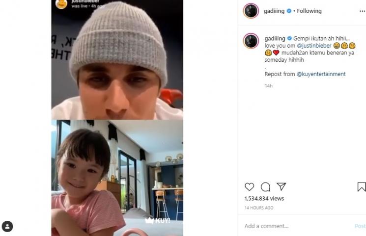 Gempi video call Justin Bieber? (Instagram/@gadiiing)