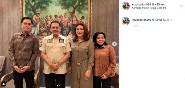 Muzdalifah dan Fadel Islami bersama Ketua MPR RI (Instagram/@muzdalifah999)