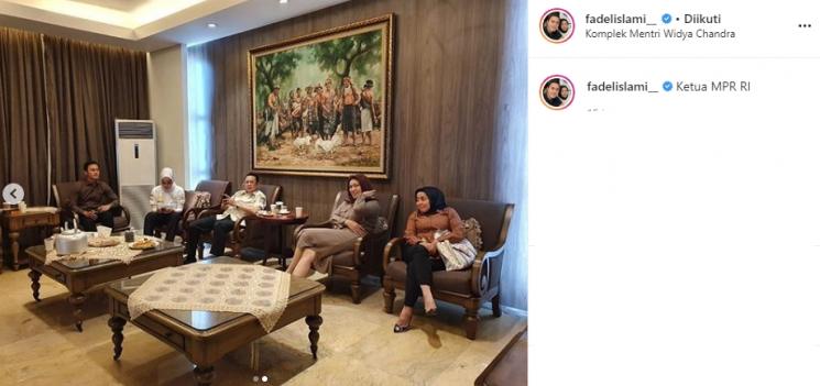 Muzdalifah dan Fadel Islami bersama Ketua MPR RI (Instagram/@fadelislami)