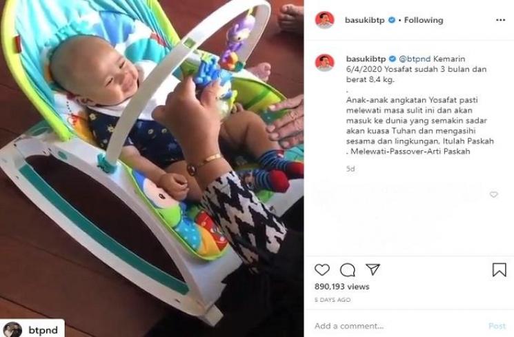 Ahok unggah tumbuh kembang sang buah hati (Instagram @basukibtp)
