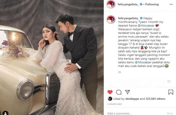 Felicya Angelista jawab alasan kenapa rayakan anniversary tiap bulan (Instagram @felicyangelista_)