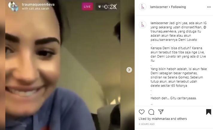 Demi Lovato buat akun palsu. (Instagram/@lamiscorner)
