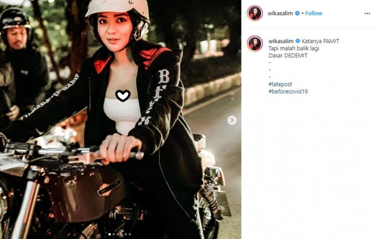 Wika Salim naik moge. (Instagram/@wikasalim)