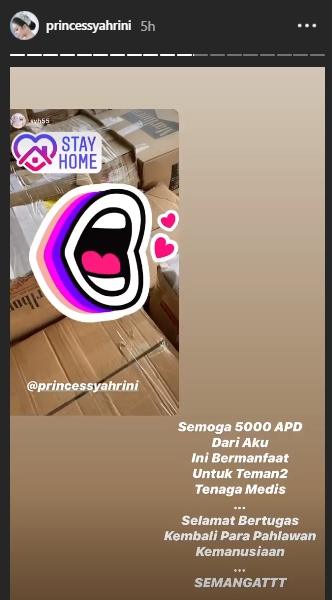 Syahrini donasi Covid-19. (Instagram/@princessyahrini)
