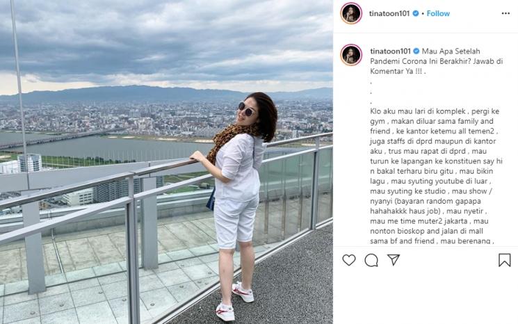 Kegalauan Tina Toon saat musibah Corona. (Instagram/@tinatoon101)