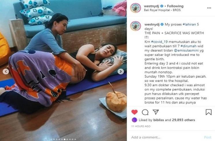 Potret perjuangan Westny Dj lahirkan anak pertama (Instagram @westnydj)