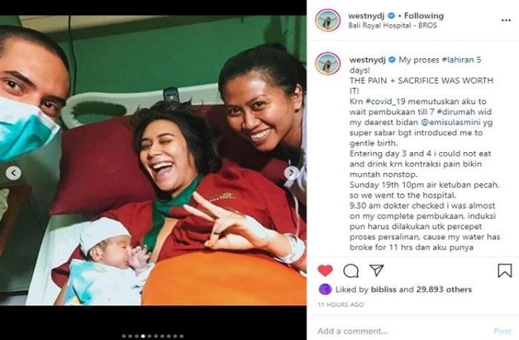 Potret perjuangan Westny Dj lahirkan anak pertama (Instagram @westnydj)