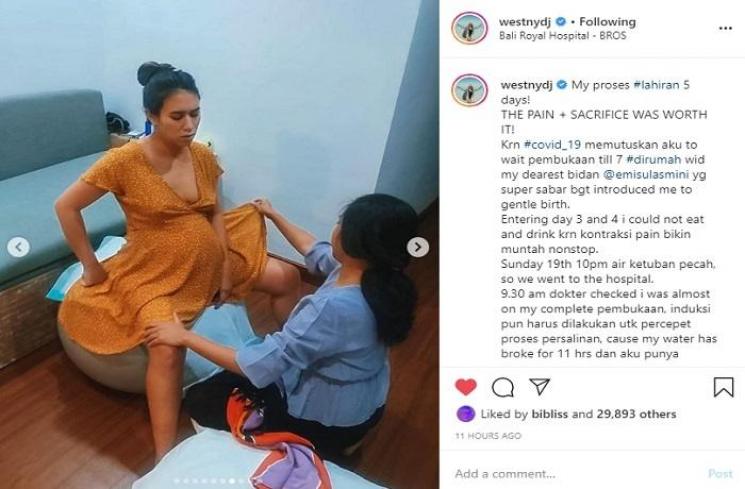 Potret perjuangan Westny Dj lahirkan anak pertama (Instagram @westnydj)