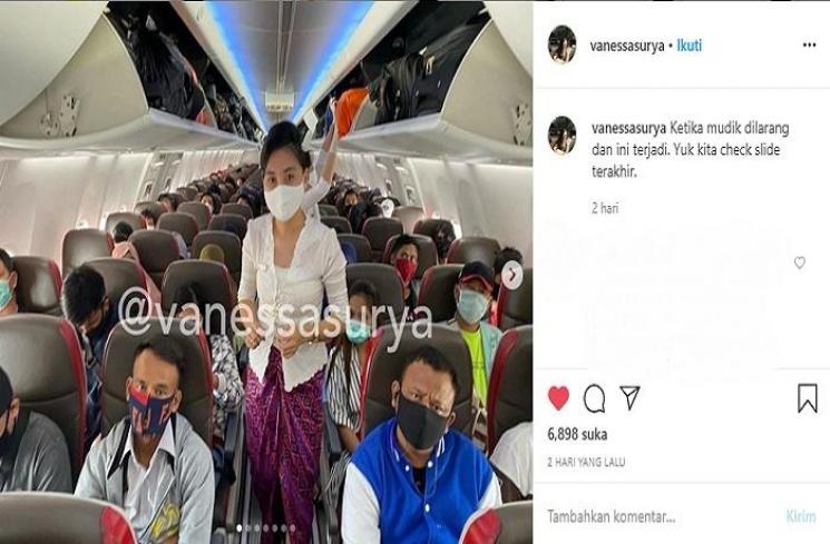 Vanessa Surya kesal dengan kepadatan maskapai saat pandemi (Instagram @vanessasurya)