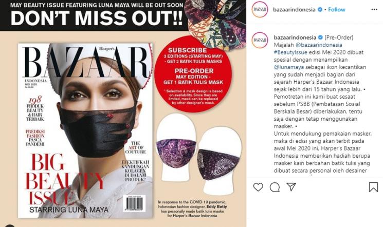 Luna Maya jadi cover majalah terkemuka. (Instagram/@bazaarindonesia)