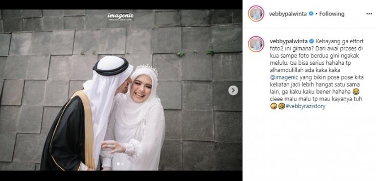Vebby Palwinta dan suami. (Instagram/@vebbypalwinta)