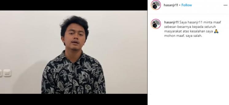 YouTuber Hasanjr11 minta maaf. (Instagram/@hasanjr11)
