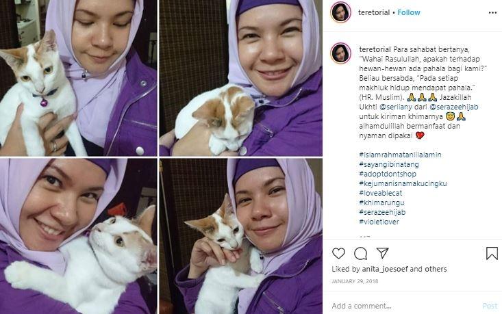 Potret Tere dengan hijab syari yang bikin pangling. (Instagram/@teretorial)