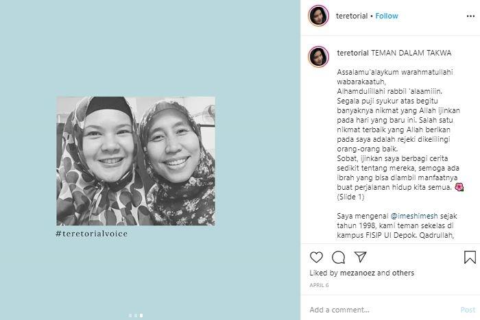 Potret Tere dengan hijab syari yang bikin pangling. (Instagram/@teretorial)
