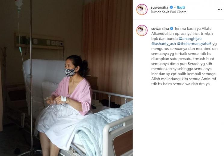 Kondisi pengasuh Arsy, Uteng pasca-operasi  (Instagram/@suwarsiha)