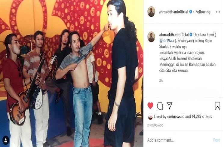 Ahmad Dhani mengenang sosok Erwin Prasetya (Instagram @ahmaddhaniofficial)