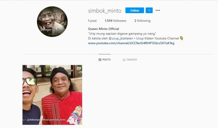 Mbah Minto punya akun Instagram. (Capture)