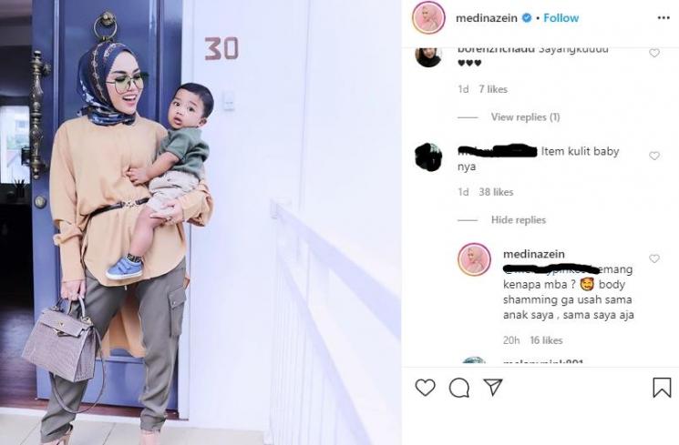Anak Medina Zein Dinyinyiri. (Instagram/@medinazein)