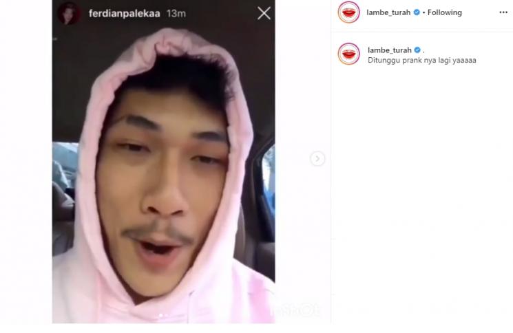 YouTuber Ferdian Paleka Minta Maaf. (Instagram/@lambe_turah)