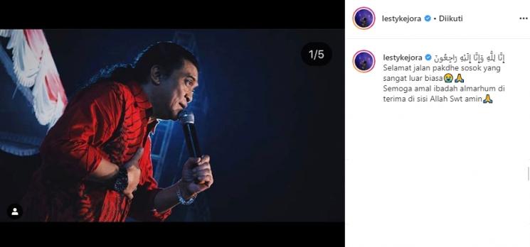 Lesty Kejora berduka atas meninggalnya Didi Kempot (Instagram/@lestykejora)