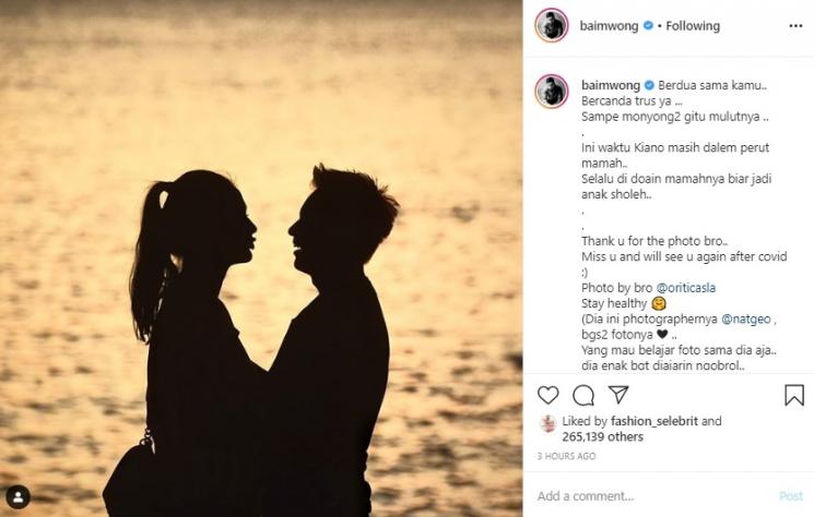 Foto Siluet Romantis Baim Wong dan Paula Verhoeven. (Instagram/@baimwong)