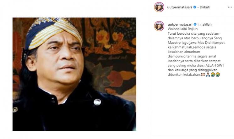 Uut Permatasari berduka atas meninggalnya Didi Kempot (Instagram/@uutpermatasari)