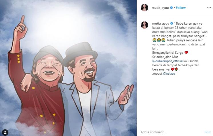 Mutia Ayu kenang Glenn Fredly dan Didi Kempot (Instagram/@mutia_ayuu)