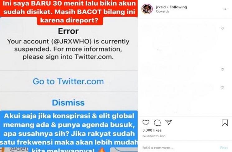 Akun Twitter baru Jerinx SID kembali kena suspend (Instagram @jrxsid)