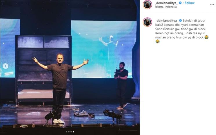 Trik sulap Demian Aditya dicuri. (Instagram/@_demianaditya_)