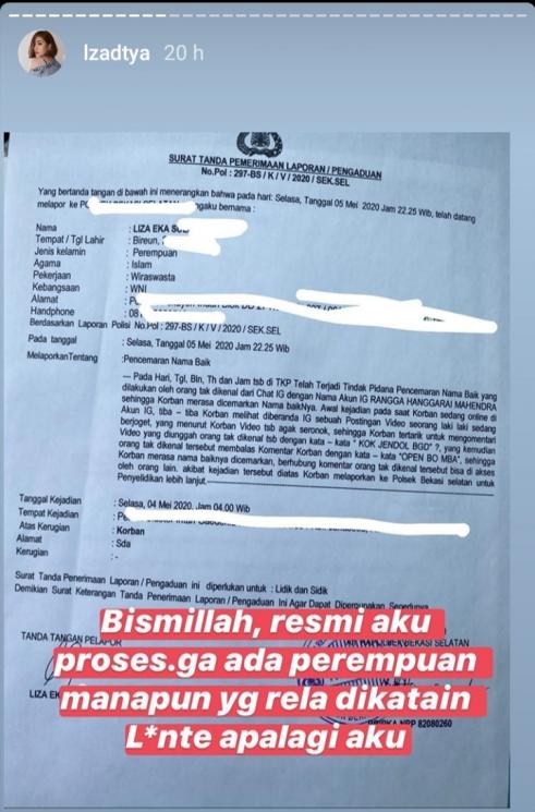 Liza Aditya lapor polisi (Instagram/@lzadtya)