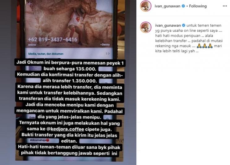 Ivan Gunawan Kena Tipu. (Instagram/@ivan_gunawan)