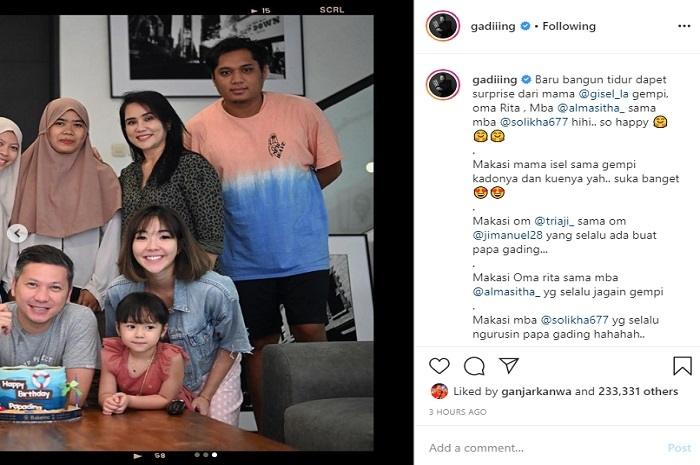 Momen surprise ulang tahun Gading Marten (Instagram @gadiiing)