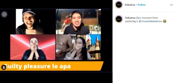 Pria telanjang dada nongol saat Enzy live. (Instagram/@folkative)