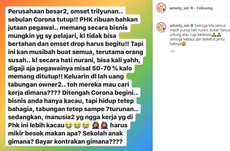 Postingan Ashanty. (Instagram/@ashanty_ash)