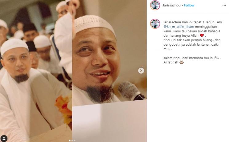 Larissa Chou kangen mendiang Ustaz Arifin Ilham. (Instagram/@larissachou)