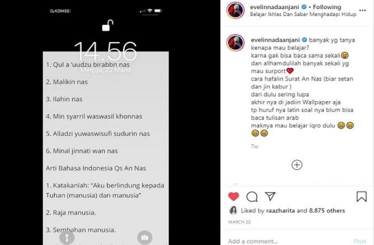 Evelin Nada Anjani belajar ngaji (Instagram @evelinnadaanjani)