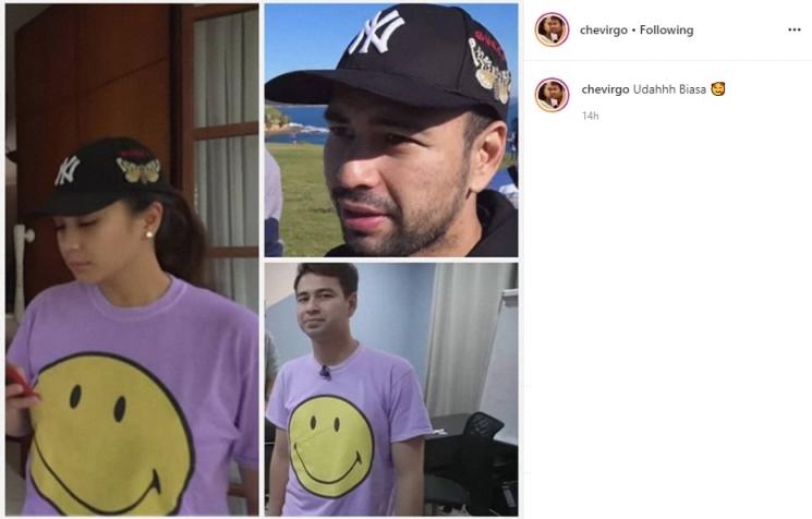 Raffi Ahmad dan Nagita Slavina pakai baju gantian. (Intagram/@chevirgo)
