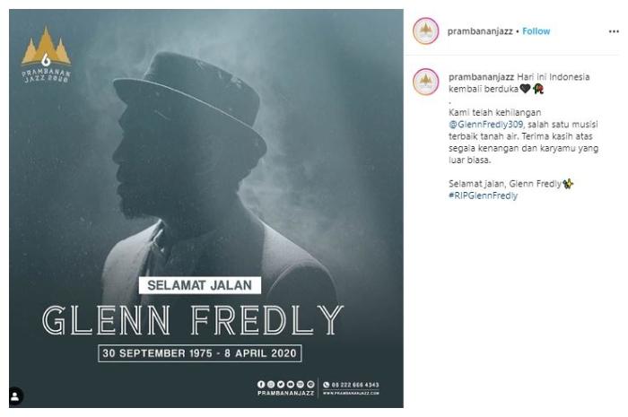 Kenang Glenn Fredly lewat konser online Prambanan Jazz 2020. (Instagram/@prambananjazz)