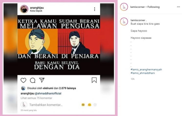 Postingan Anang Hermansyah soal Ahmad Dhani yang sudah dihapus. (Instagram/@lamiscorner)