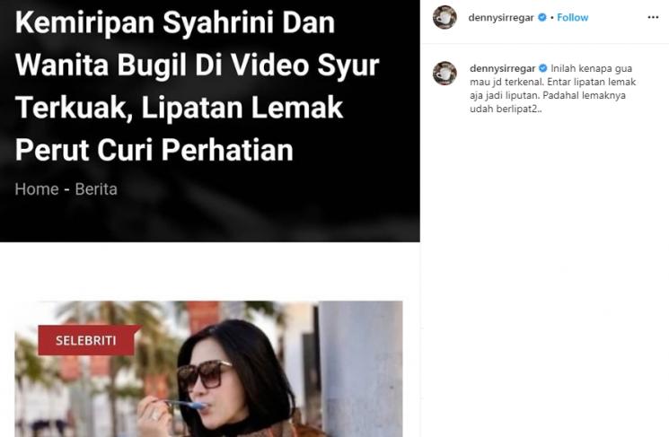 Denny Sirregar komentar video syur mirip Syahrini. (Instagram/@dennysirregar)