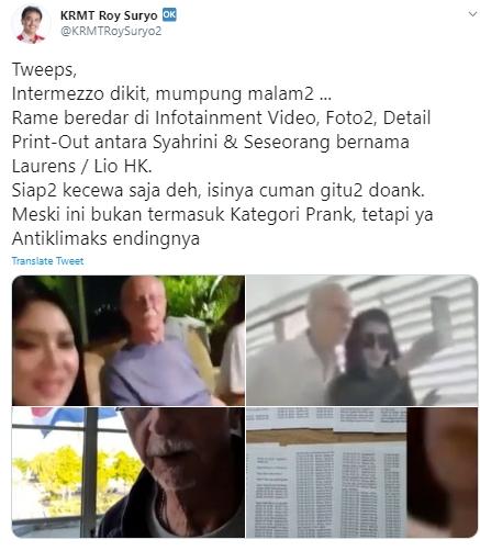 Roy Suryo komentar video Syahrini. (Twitter/@KRMTRoySuryo2)