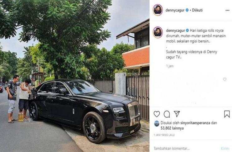 Denny Cagur isi Roll Royce dengan bensin eceran (Instagram @dennycagur)